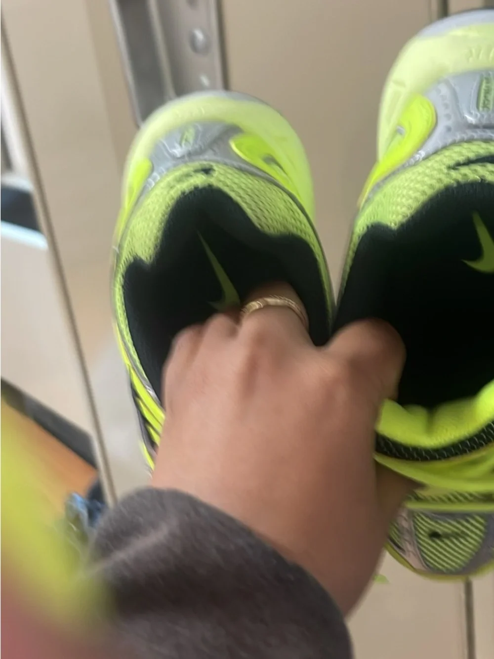Nike Women's Neon Yellow and Black Running Sneakers